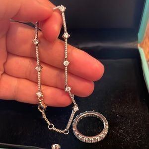 Sparkling Row Eternity Ring / Sparkling Pave Bars bracelet